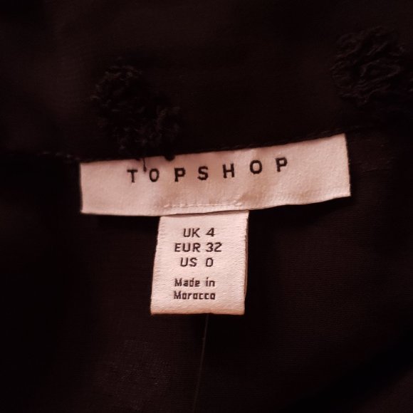 Topshop Textured Spot Midi Chiffon Dress Size 0 Black - Picture 10 of 11